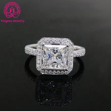 Load image into Gallery viewer, 2 carat square shape D certificated moissanite fine jewelry women 14K soild gold princess cut moissanite ring - Makeitworkinc LLC -