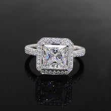 Load image into Gallery viewer, 2 carat square shape D certificated moissanite fine jewelry women 14K soild gold princess cut moissanite ring - Makeitworkinc LLC -