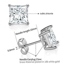 Load image into Gallery viewer, 2022 Korean Trendy Cubic Zircon Stud Earrings 925 Sterling Silver Square Diamond Hypoallergenic Earring for Women Men Jewelry - Makeitworkinc LLC -