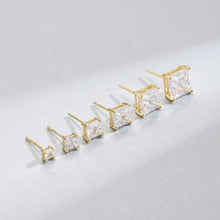 Load image into Gallery viewer, 2022 Korean Trendy Cubic Zircon Stud Earrings 925 Sterling Silver Square Diamond Hypoallergenic Earring for Women Men Jewelry - Makeitworkinc LLC -