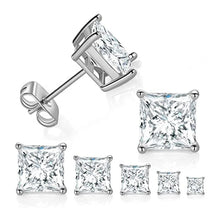 Load image into Gallery viewer, 2022 Korean Trendy Cubic Zircon Stud Earrings 925 Sterling Silver Square Diamond Hypoallergenic Earring for Women Men Jewelry - Makeitworkinc LLC -