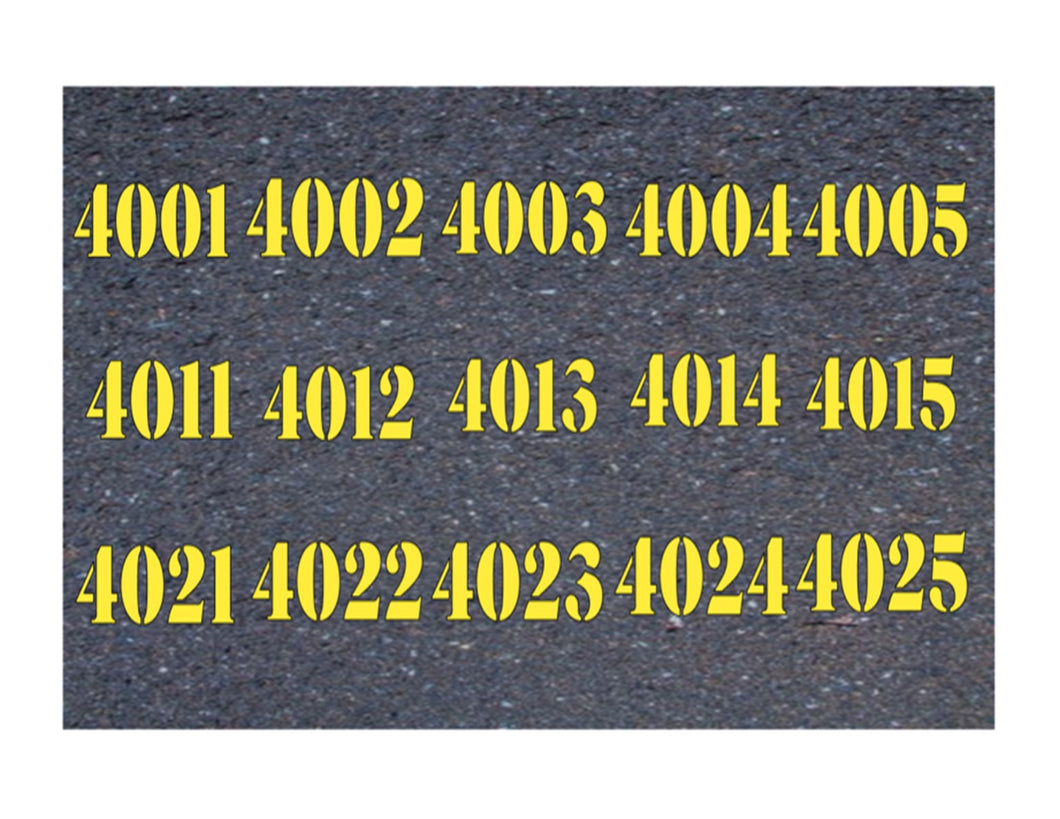 Customized Parking Lot Stencils Letters & Numbers 3 pack.