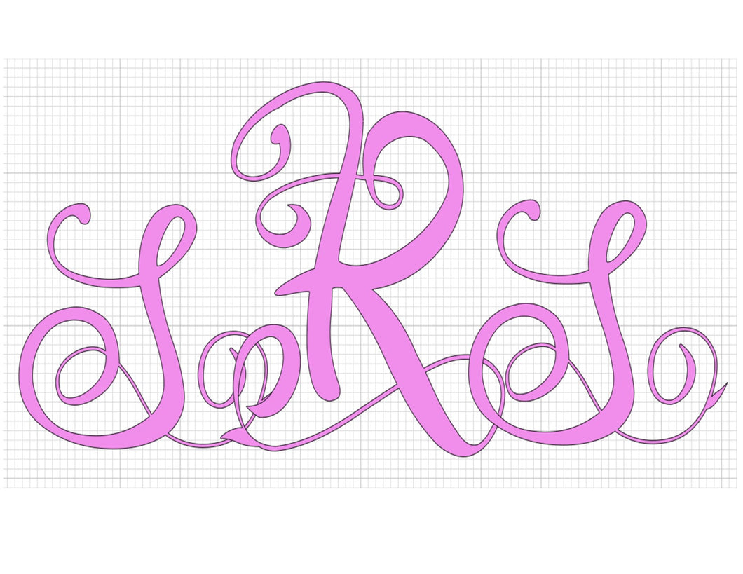 Car Window Decal - Monogram Veg Soft Pink